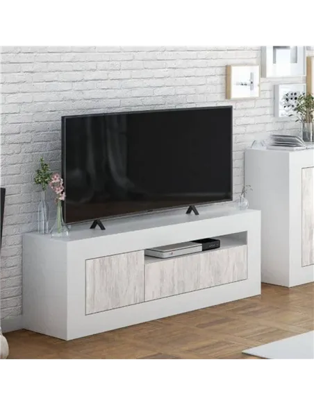 Montreal White And Wood Effect TV Unit, 3075