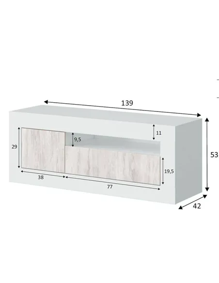 Montreal White And Wood Effect TV Unit, 3075