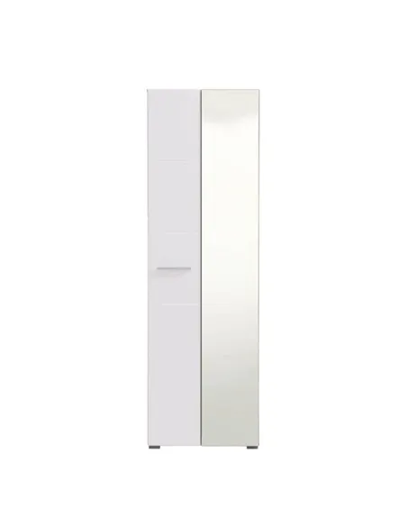 Myra White Mirrored Narrow Wardrobe, 3050