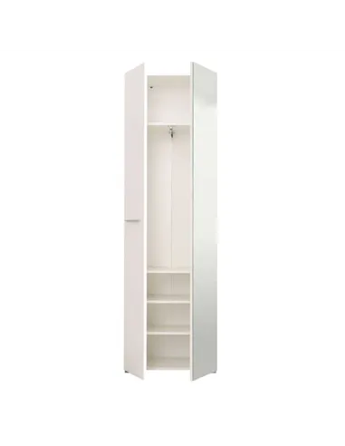 Myra White Mirrored Narrow Wardrobe, 3050