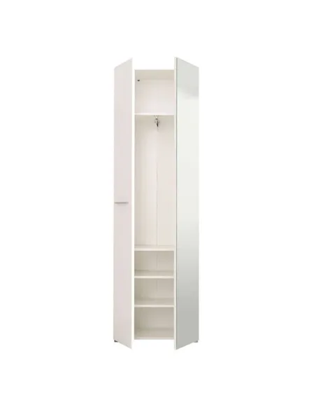 Myra White Mirrored Narrow Wardrobe, 3050