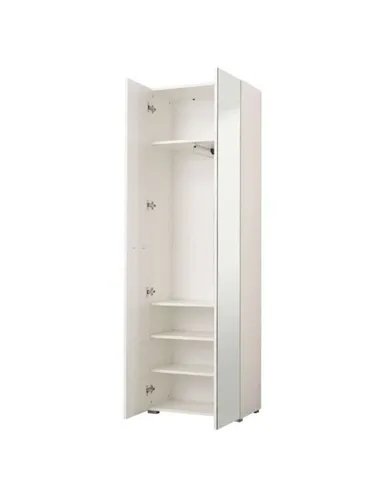 Myra White Mirrored Narrow Wardrobe, 3050