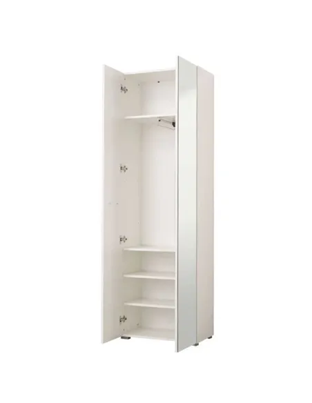 Myra White Mirrored Narrow Wardrobe, 3050