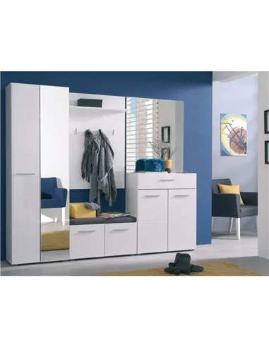 Myra White Mirrored Narrow Wardrobe, 3050