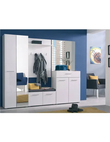 Myra White Mirrored Narrow Wardrobe, 3050