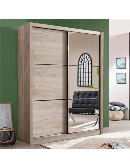 Navara Oak Effect Sliding Door Wardrobe 166cm, 3085