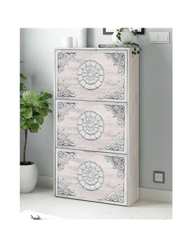 Neymar 18 Pair Modern Grey and White Oak Shoe Cabinet, 3227