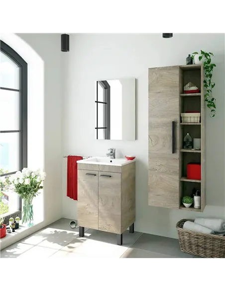 Neves Oak Effect Bathroom Vanity Storage Wall Mounted Cupboard, 3226