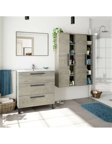 Neves Oak Effect Bathroom Vanity Storage Wall Mounted Cupboard, 3226