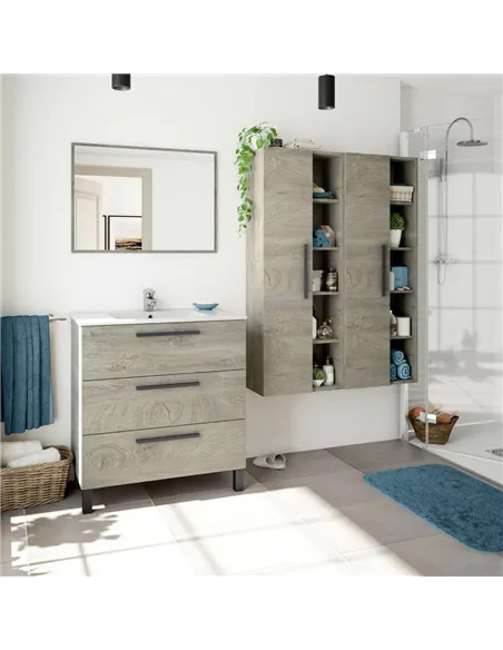 Neves Oak Effect Bathroom Vanity Storage Wall Mounted Cupboard, 3226