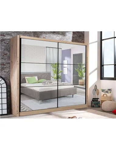 Nevada Artisan Oak Effect Full Mirrored Sliding Door Wardrobe, 3424