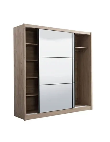 Nevada Artisan Oak Effect Full Mirrored Sliding Door Wardrobe, 3424