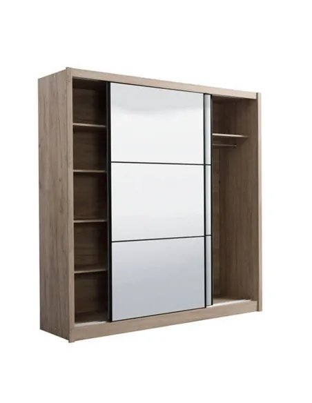 Nevada Artisan Oak Effect Full Mirrored Sliding Door Wardrobe, 3424