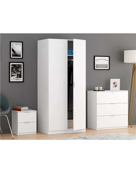 Nina 2 Drawer Bedside Cabinet Artic White, 2696