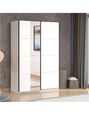 Noah Sliding Wardrobe White With Mirror, 3407