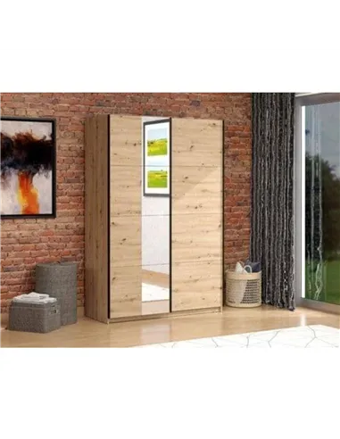 Noah Oak Effect Sliding Wardrobe With Mirror, 3408