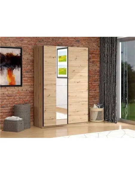 Noah Oak Effect Sliding Wardrobe With Mirror, 3408