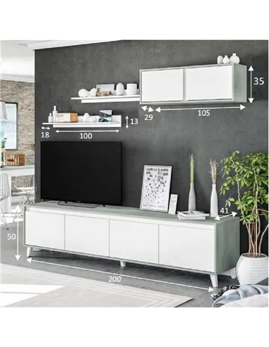 Nocca Grey and White TV Cabinet, 2964