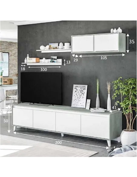 Nocca Grey and White TV Cabinet, 2964
