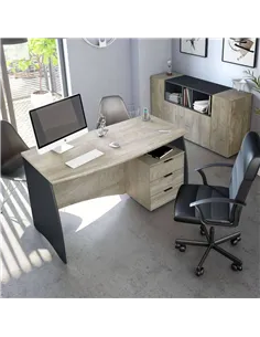 Oris Oak and Grey Large Desk With Drawers, 3121 2
