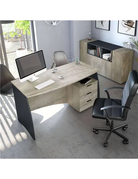 Oris Oak and Grey Large Desk With Drawers, 3121