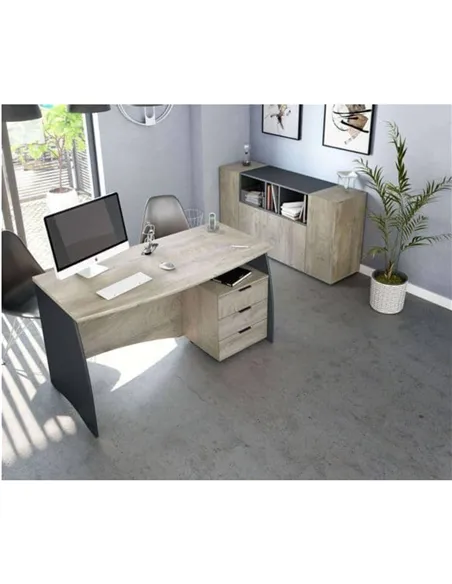 Oris Oak and Grey Large Desk With Drawers, 3121