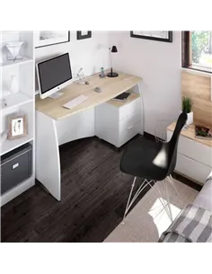 Oris White And Oak Effect Large Desk With Drawers, 3256 2