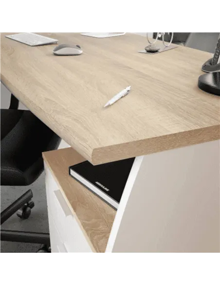 Oris White And Oak Effect Large Desk With Drawers, 3256