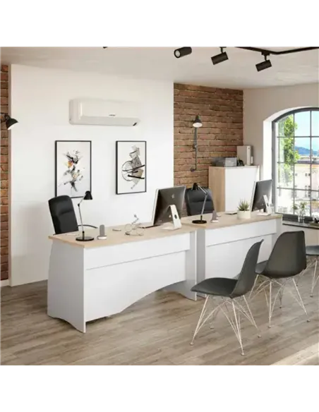 Oris White And Oak Effect Large Desk With Drawers, 3256