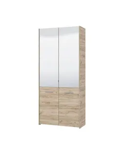 Osaka Oak Effect Mirrored Door 50 Pair Large Shoe Cabinet Cupboard, 3267