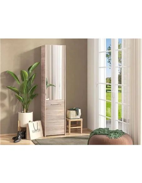 Osaka Oak Effect Tall Slim Shoe Cabinet Cupboard, 3452