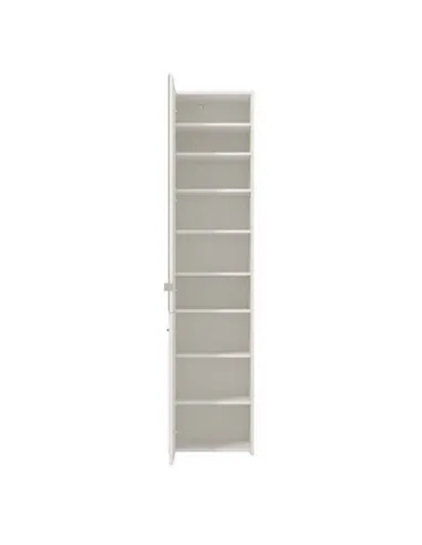 Osaka White Mirrored Slim Shoe Cabinet Cupboard, 3453