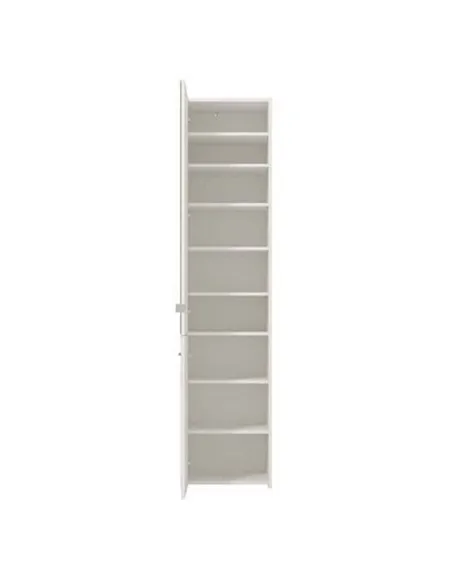 Osaka White Mirrored Slim Shoe Cabinet Cupboard, 3453
