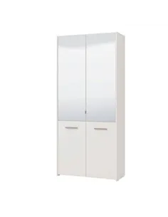 Osaka White Mirrored Large 50 Pair Shoe Cabinet Cupboard, 3455
