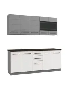 Pedro White Gloss and Grey Kitchen Units, 3280