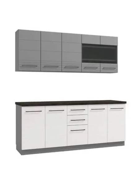 Pedro White Gloss and Grey Kitchen Units, 3280