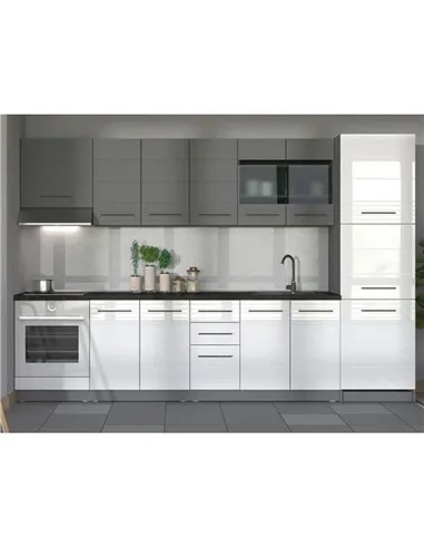 Pedro White Gloss and Grey Kitchen Units, 3280