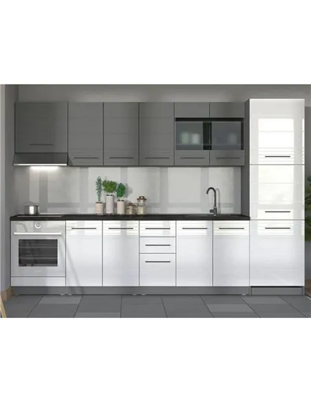 Pedro White Gloss and Grey Kitchen Units, 3280