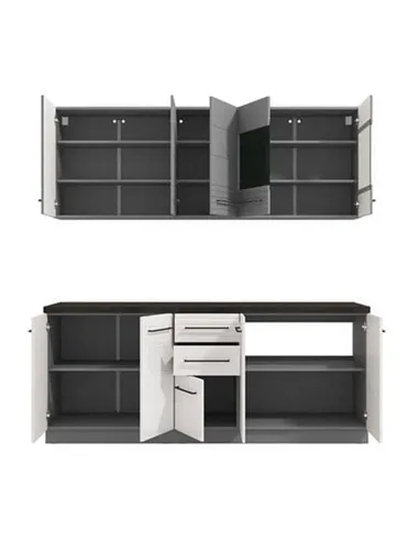 Pedro White Gloss and Grey Kitchen Units, 3280