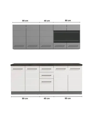 Pedro White Gloss and Grey Kitchen Units, 3280