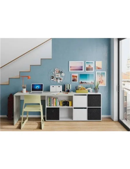 Pellegrini White and Concrete Grey Large Left or Right FlexiCorner Office Desk, 3029