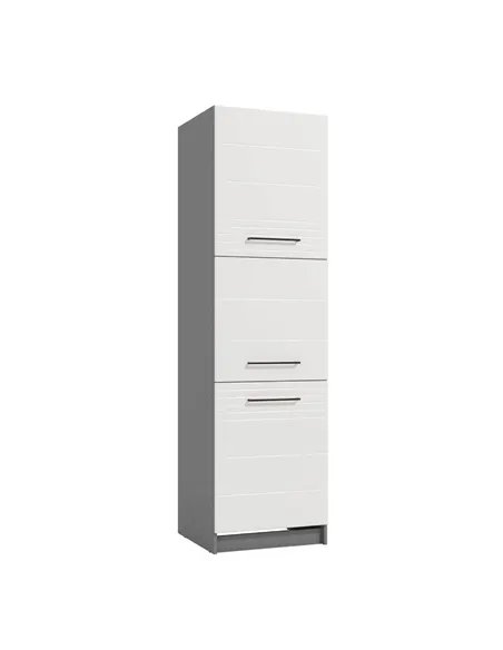 Pedro White High Gloss And Grey 60cm Tall Kitchen Larder Unit Pantry Cupboard, 3270