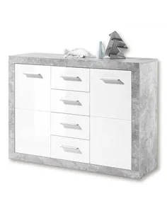 Pietra 117cm Sideboard Grey and White Gloss 2 door 4 drw, 2698
