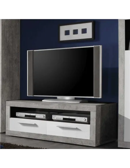 Pietra 120cm TV Cabinet Grey and White Gloss, 2702