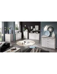 Pietra Large Sideboard Grey and White Gloss 2 DOOR, 3 DRW, 2697 2