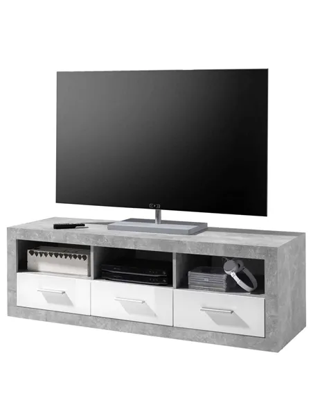 Pietra Large TV Cabinet Grey and White Gloss, 2700