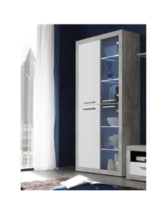 Pietra Tall Display Cabinet in Grey and White Gloss, 2703 2