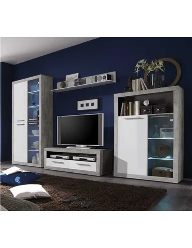 Pietra Tall Display Cabinet in Grey and White Gloss, 2703