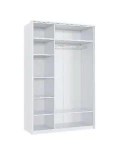 Rado 3 Door White High Gloss Mirrored Wardrobe, 3153 2