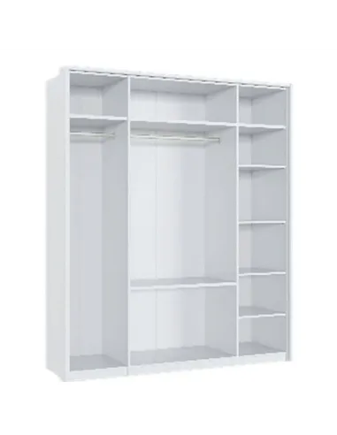 Rado 4 Door 2 Drawer White High Gloss Mirrored Wardrobe, 3154